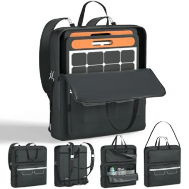 Imagem de MD34 Bolsa De Armazenamento Para Painel Solar, Compatível Com Jackery Solarsaga 100W 100X 200W, Suporte Solar Camada Dupla Alça Ombro, Feito Lona Marinha Resistente 1680D + Forro Nylon 400D