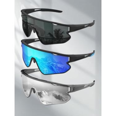 Imagem de Óculos de sol esportivos clássicos para homens e mulheres, óculos de sol masculinos para pesca, corrida ao ar livre 133, Preto + azul gelo + prata