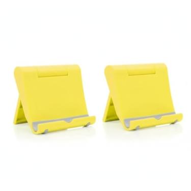 Imagem de Suporte para celular e tablet de 2 peças - design dobrável, ultraleve de 42,5 g, suporte de celular para mesa (amarelo)