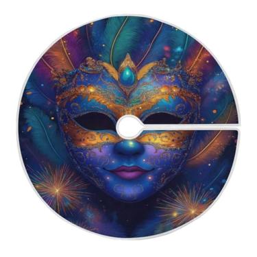 Imagem de Blueangle Saia de árvore colorida de 35,4 polegadas para Mardi Gras para decoração de carnaval (177)