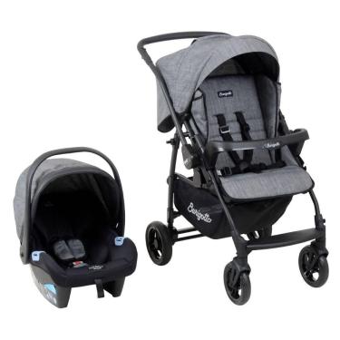 Imagem de Travel System Burigotto Carrinho De Bebê Rio 22 Com Bebê Conforto Materna Cinza Mesclado