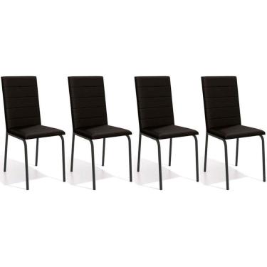 Imagem de Cadeira De Cozinha Amsterdã C091prf Aço Kit 4 Un Preto Fosco-corano Preto 110 - Kappesberg