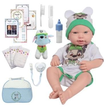 Imagem de Bebe Reborn Silicone Menino Lucca Carequinha Com Kit Itens - Cegonha R