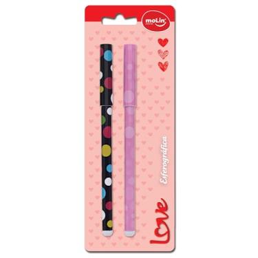 Imagem de Molin Caneta Esferográfica Love Poá - 1,0mm - Tinta Azul - Blister com 2 Unidades
