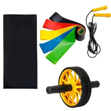 Imagem de Colchonete Academia Roda Abdominal Elastico Funcional Corda de Pular Treino em Casa Atividade Fisica Musculação equipamentos de academia em casa (AMARELO)