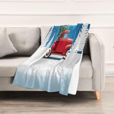 Imagem de Wassud Cobertores e mantas de Natal 152 cm x 228 cm Cobertor de caminhão de Natal com neve para sofá, cadeira e decoração de casa