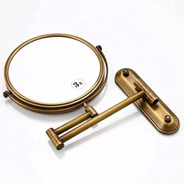 Imagem de LMJYU Espelho de maquiagem espelho de maquiagem montado na parede, espelho de beleza retrátil dobrável dupla face espelho de aumento 3X espelho de banheiro espelho de maquiagem espelho cosmético