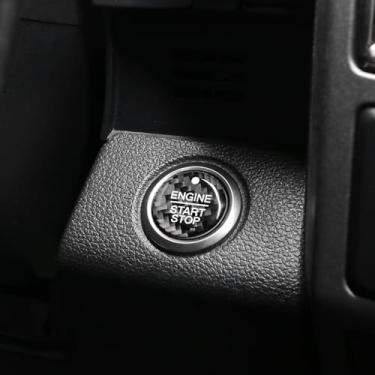 Imagem de BETTERHUMZ Adesivo de botão de partida do motor de carro compatível com Ford F150 Raptor 2015-2025 adesivo decorativo de botão de controle de fibra de carbono acessórios interiores de carro (preto)