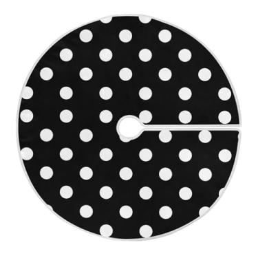 Imagem de CEBUGI Saia de árvore de Natal de 89,9 cm, tapete redondo macio com cordão, saia para árvore de bolinhas brancas para decoração de Natal, Halloween, férias em casa