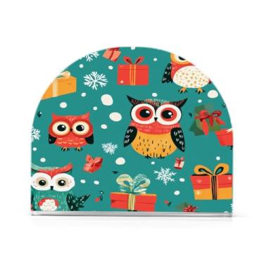 Imagem de Qilmy Porta-guardanapos de coruja e árvore de Natal para mesas - Porta-guardanapos para cozinha, porta-guardanapos de mesa, porta-guardanapos de coquetel, porta-guardanapos de papel117