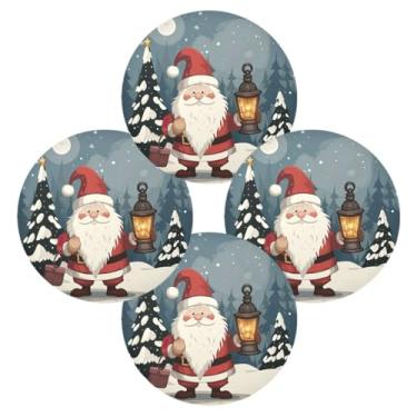 Imagem de Wassud Jogo americano conjunto de 4 tapetes redondos de gnomo segurando uma lanterna para cozinha e jantar tapetes laváveis resistentes ao calor para decoração de mesa 39 cm
