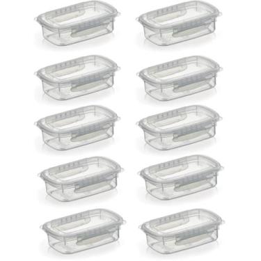 Imagem de Kit 10 Potes Alimentos 270ML Com Tampa e Travas Transparente - Nitron