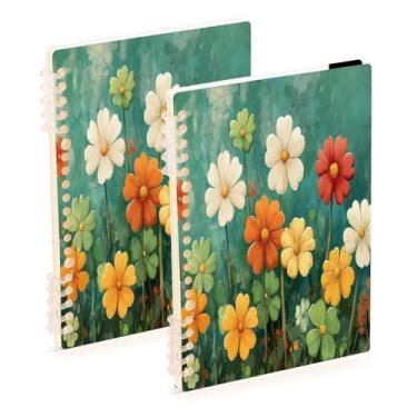 Imagem de Burbuja Cadernos de flores de São Patrício, papel pautado universitário A5 com 60 folhas, fichário para escritório, 2 unidades