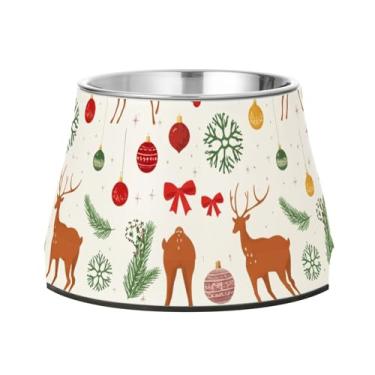 Imagem de Burbuja Tigela de ração de aço inoxidável para cães Christmas Deers para comida e água, antiderrapante para cães médios e gatos, 590 ml
