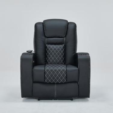 Imagem de Poltrona do Papai Elétrica Reclinável Chicago com Aquecimento Massagem e Porta Copos Entrada USB/USB-C PU G94 - Gran Belo