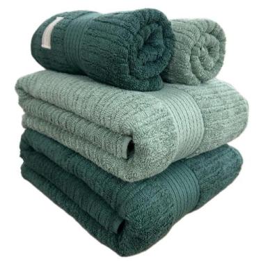 Imagem de Jogo De Toalha de Banho e Rosto Buddemeyer Fio Penteado Canelado 4pçs 