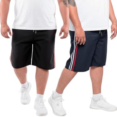 Imagem de KIT 2 Bermudas Masculina Plus Size Calção Tactel Short Liso Praia Academia-Masculino