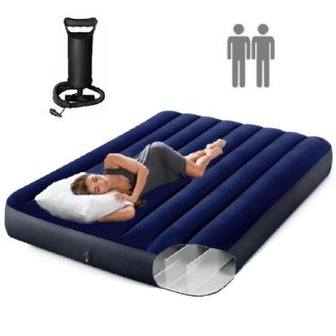 Imagem de Colchão Inflável Casal Fiber Tech Premium Camping + Bomba ar - Intex, 