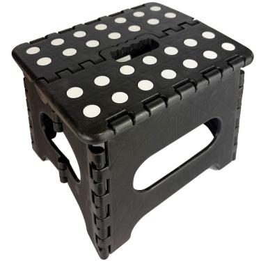 Imagem de Banqueta Plástica Dobrável Preta 19 cm – Lorben | Suporta 150 kg