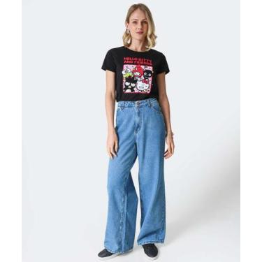 Imagem de Calça Jeans Wide Leg Bolsos Feminina-13017 - VIDE BULA, 40, Jeans azul