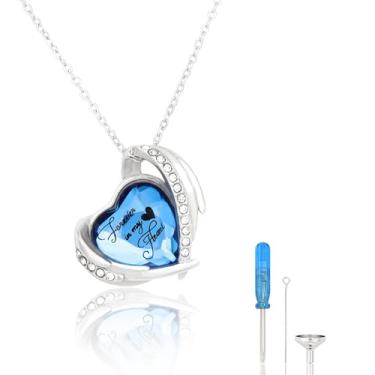 Imagem de BAHABY Colar de urna de coração para cinzas, joia de cremação, memorial, urnas e pingente, Aço inoxidável, Zircônia cúbica