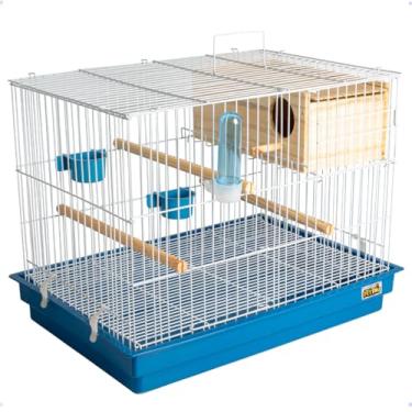 Imagem de Gaiola Criadeira Para Calopsita azul com ninho mdf 55x38x40cm 3 Poleiros de Madeira, Bandeja Removível