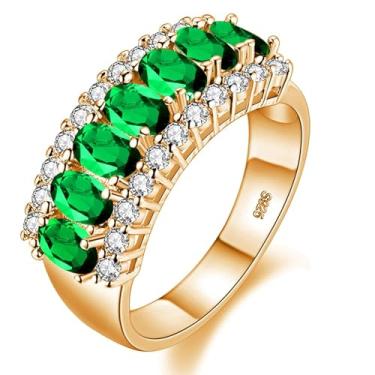 Imagem de Aliança de casamento Uloveido Beautiful feminina 7 pedras oval zircônia cúbica anéis de aniversário de noivado J501