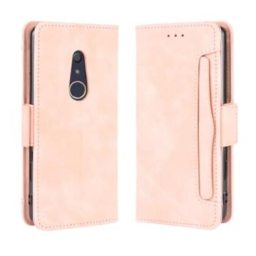 Imagem de Capa para Fujitsu Arrows Be4,Retro magnético Flip Case,Design de carteira de couro PU com slots de cartão removíveis -Pink