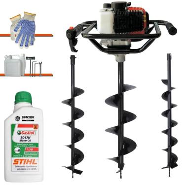 Imagem de Perfurador de Solo Vant VPS-52 À Gasolina Motor 2T 52cc 2HP 6.500rpm Empunhadura Ergonômica + Brocas 80x10, 80x15 e 80x20 + ÓLEO STIHL 2T