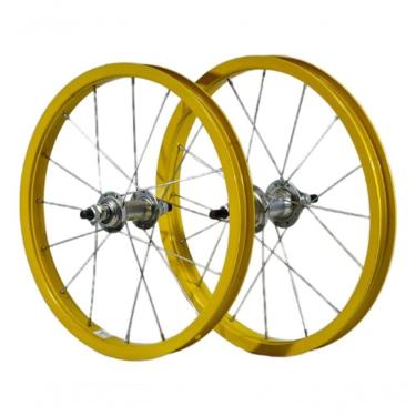 Imagem de Par Roda Aro 16 De Alumínio Amarelo Para Bicicleta Infantil