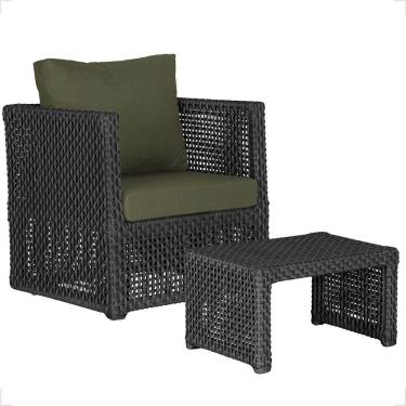 Imagem de Mesa E 1 Poltrona Madri Corda Náutica Estofado 13 Trama Preto