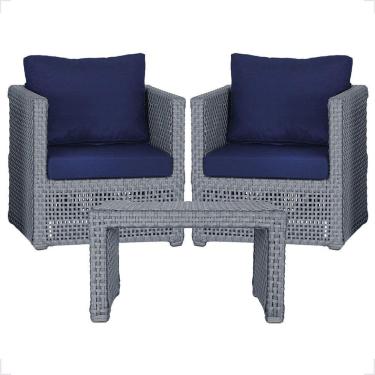 Imagem de Mesa E 2 Poltronas Madri Corda Náutica Estofado 10 Trama Prata