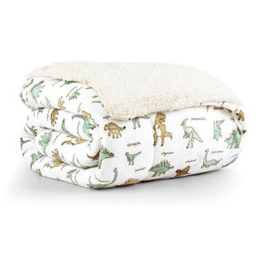 Imagem de Coberdrom Solteiro Tutti Kids Manta 100g Dupla Face Flannel E Sherpa 01 Peça 100% Poliéster - Dino World