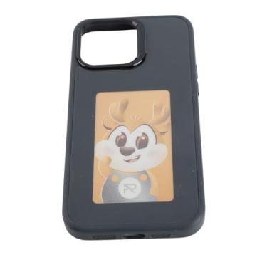 Imagem de Ymiko Caixa de Exibição de Fotos de Transferência Sem Fio Com Tela de Tinta NFC para 14 Pro Preto, Capa de Telefone Estilo Projetor DIY Com Compartilhamento Remoto de Imagens