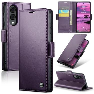 Imagem de owlhold Capa carteira para Samsung Galaxy S25 Edge, capa magnética flip, bloqueio RFID, 3 porta-cartões, suporte, couro PU moderno, capa de telefone TPU à prova de choque para Samsung Galaxy S25 Edge
