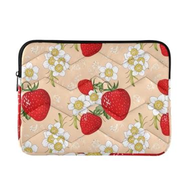 Imagem de Capa acolchoada para notebook fofa morango pêssego à prova de choque capa protetora para notebook de 13 polegadas