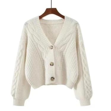 Imagem de Casaco Cardigan Feminino de Inverno - Modelo Vintage Solto e Casual, B