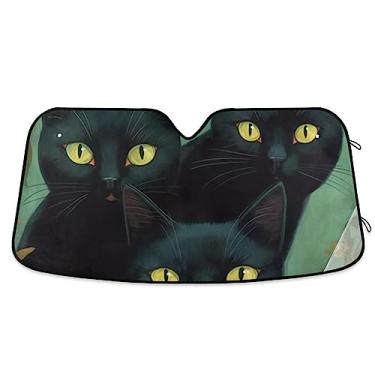 Imagem de Para-brisa de carro preto abstrato verde retrô para carro, persianas de carro para janelas dianteiras, proteção UV do carro