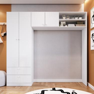 Imagem de Guarda Roupa Infantil 4 Portas 2 Gavetas Aconchego Completa Móveis - Branco