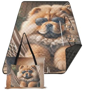 Imagem de TSENQUE Cobertor de praia à prova d'água fofo para cachorro Chow Chow Chow, essencial de piquenique, dobrável, floral, para acampamento, 299 x 203 cm