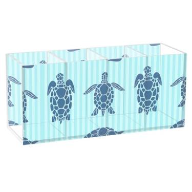 Imagem de TSENQUE Porta-lápis colorido personalizado fofo para mesa, azul escuro, tartaruga, oceano, suporte artístico, porta-pincéis, caneta, copo