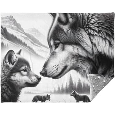 Imagem de Manta personalizada cinza lobo verde cobertor macio aconchegante para mulheres presente 177.8 cm x 139.7 cm folha sofá manta