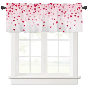 Imagem de Cortinas de Dia dos Namorados para Janelas de Cozinha, Coração, Rosa, Dia dos Namorados, Decoração de Varão, Bolso de Varão, Tratamento de Janela, Pequena Cortina Curta para Sala de Estar e Banheiro