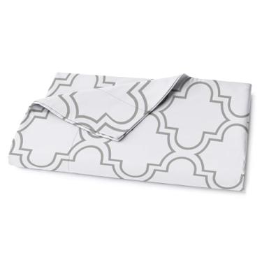 Imagem de Lane Linen Lençol de cima king size 100% algodão orgânico (274 x 264 cm) - Lençol de cima king super macio 100% algodão - Lençol de cama de algodão leve e durável - Treliça prata