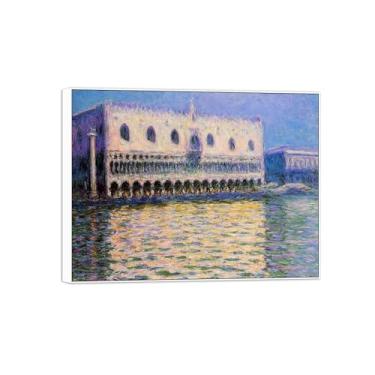 Imagem de BMZFYBS Claude Monet Famosas Impressões em Tela de Parede Prontas para Pendurar - Quadro Ducale-Branco Palazzo para Decoração de Sala de Estar 50 x 65 cm 20 x 26 pol