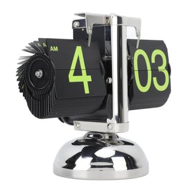 Imagem de GLOGLOW Relógio Digital Flip Down, Aço Inoxidável 304, Relógio de Mesa Mecânico retrô, 6,3 X 8,3 Polegadas, Alimentado por Bateria, para Decoração Diária de Sala de Estar e Escritório (Número verde