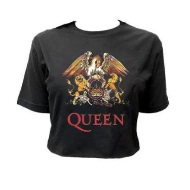 Imagem de Cropped de Banda Queen Stamp Feminino Manga Curta Gola Redonda-Feminino