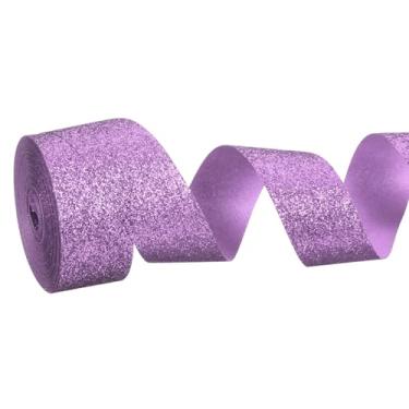 Imagem de PATIKIL Rolo de fita de glitter metálico, rolos de tecido de embrulho de presente de borda única para artesanato, buquê de casamento, festa de casamento, decoração de Natal, roxo
