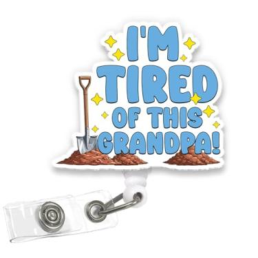 Imagem de VOTANTA Carretel de crachá I'm Tired of This Grandpa, engraçado humor durável com clipe retrátil presentes para estudantes de enfermagem RN LPN CNA NP assistentes médicos profissionais de saúde