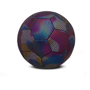 Imagem de Bolas de futebol esportivas que brilham no escuro tamanho 4 e tamanho 5 com agulha de bomba, bola de futebol refletiva brilhante perfeita para jogos ao ar livre e interno, ótimo presente para adultos